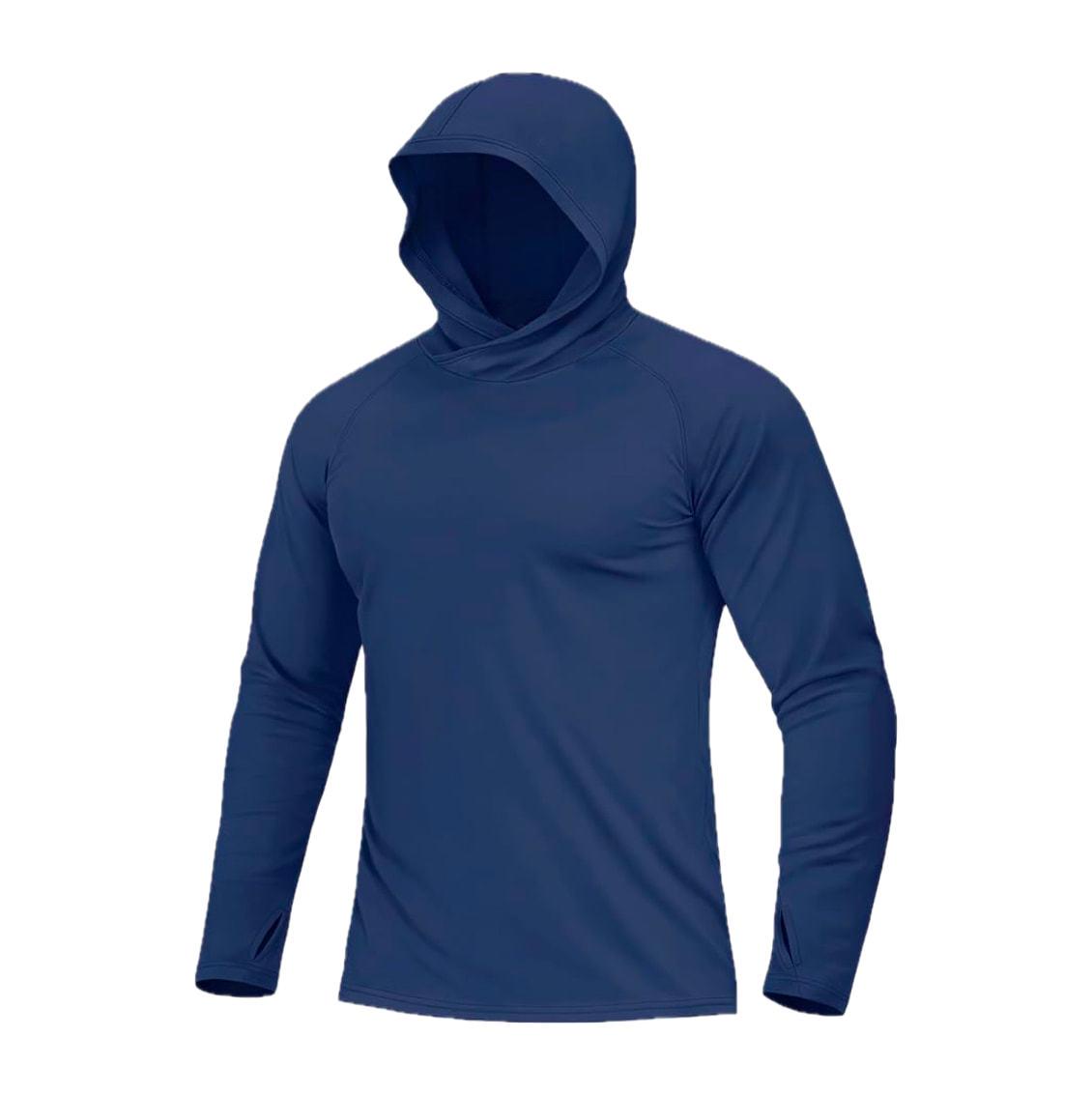 

In Stock Men s UPF50+ Hooded Sun Protection Fishing Hoodie US M/Asian XL темно-синього кольору