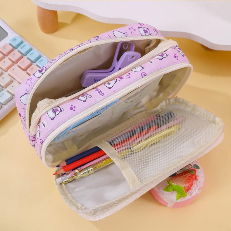 1Pcs Large Capacity Capibala Pen Bag Stationery Storage Bag High Quality Kapibara Cartoon Pencil Case With Flip Top