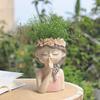 1/4Pcs Cute Fairy Flower Pot Resin Figure Planter Flower Pot For Plant Resin Ornament For Desktop Home Office Decor