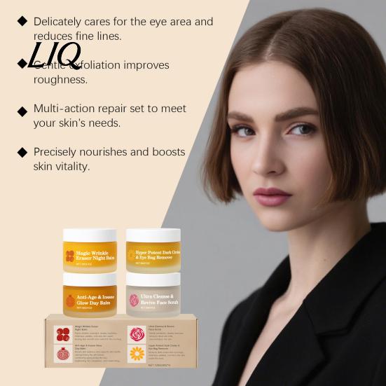 Nachtcreme für das Gesicht 4er-Set Tagesfeuchtigkeitscreme, & Augenpflege für einen aktiven Lebensstil, Feuchtigkeitspflege, Anti-Aging, Täglich mit Reparatur, Hautbarrierepflege