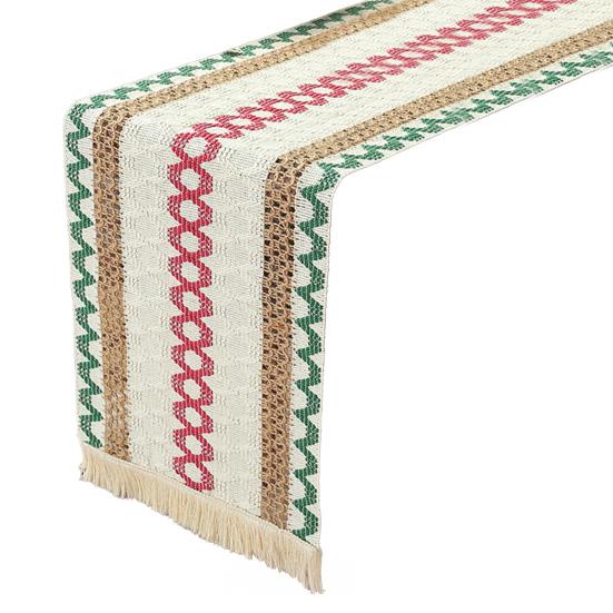 Knitted Table Runner Bohemian Table Runner with Tassels Rustic Table Runner for Farmhouse Dining Table Dresser Decoration
