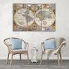 Three Piece Picture Canvas Print Old World Map Retro