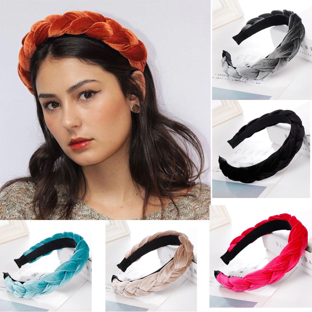 STOCK HH Fashion Velvet Braid Hairband Women Hair Head Hoop Sweet Girls