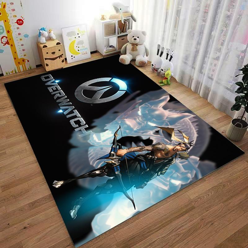 Overwatch Samurai Character Printed Flannel Rug Non-Slip, Suitable for Bedroom, Living Room, Children's Room Decoration