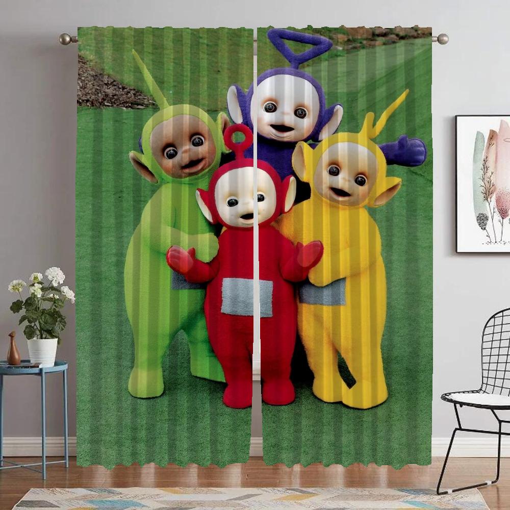 Nowoczesne zasłony do salonu 2 sztuki Teletubbies rolety dziecięce Zasłona zaciemniająca do pokoju 2 panele Dekoracja Halloween przegroda