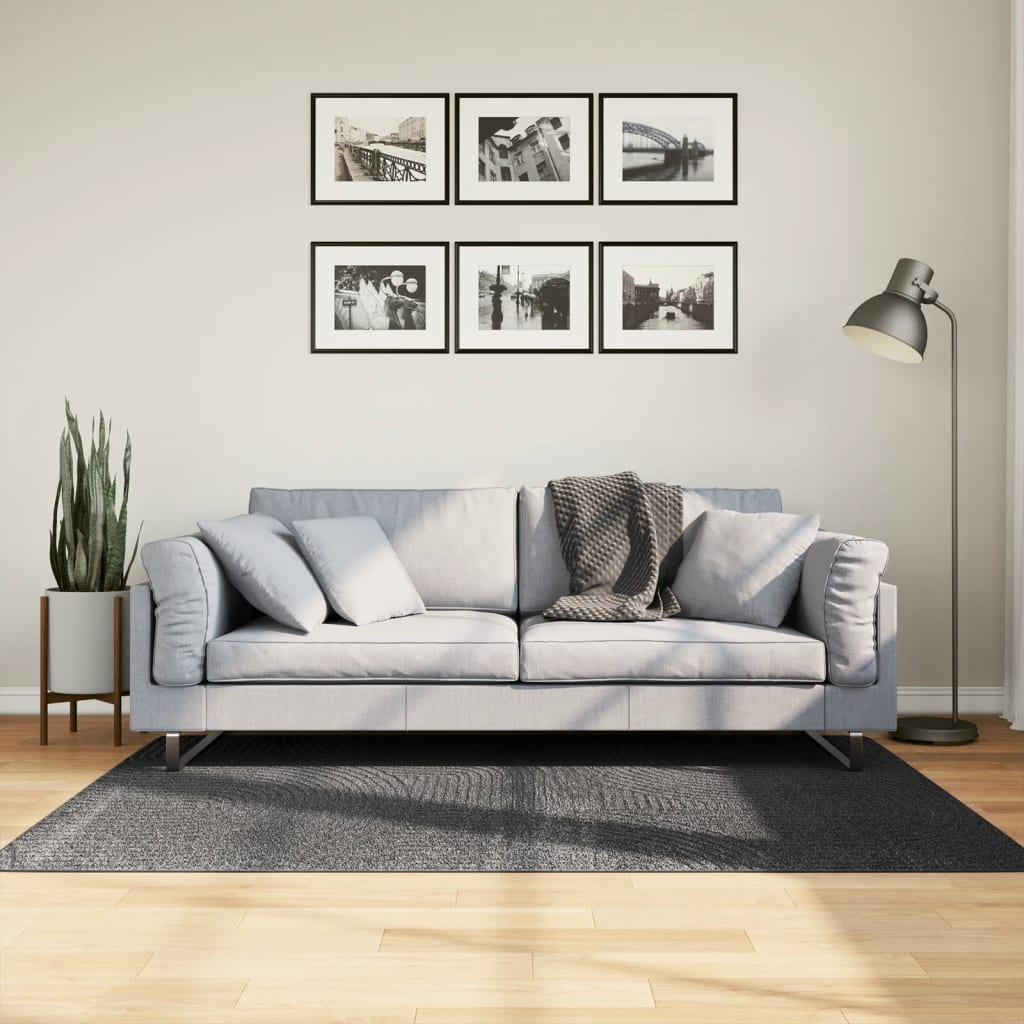 IZA Short Pile Rug Scandinavian Style Anthracite 120 X 170 Cm