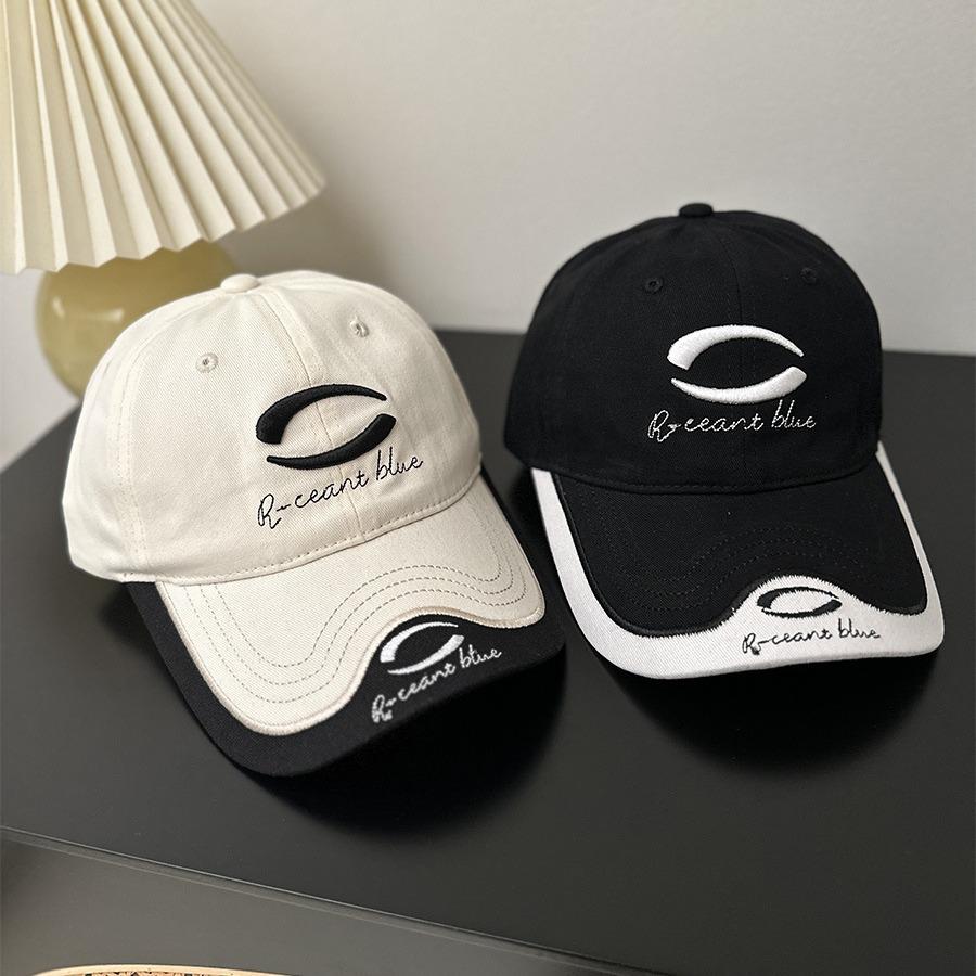 New Men and Women Baseball Cap Splicing Color Big Head Circumference Baseball Cap Outdoor Embroidered Sun Hat