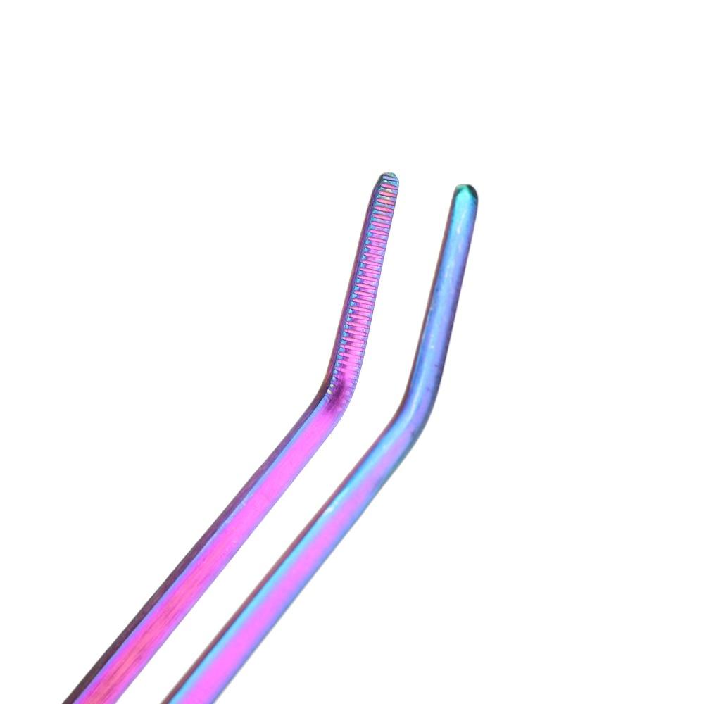 Stainless Steel Aquarium Tweezers 27cm Length Curved Design Planted Tongs Rainbow Long Tweezers Aquascaping Tools