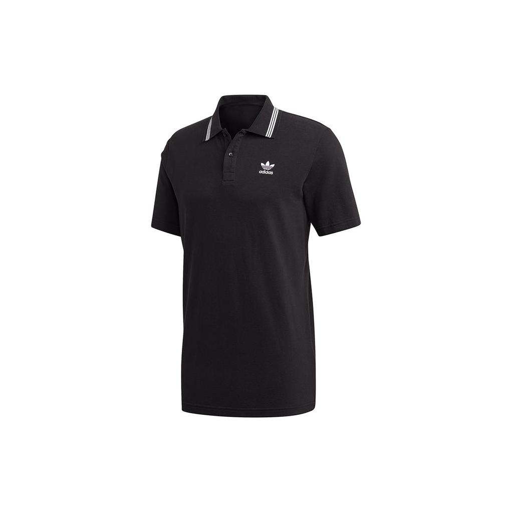 Adidas Originals Trefoil Casual Sports Breathable Embroidered Collar Short Sleeve Polo Shirt Men Tops Black FM9952