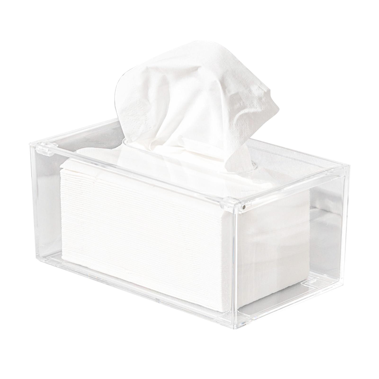 

Tissue Box Cover Transparent Rectangular Acrylic Napkin Box Holder for Living Room Bedroom Restaurant