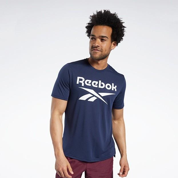Reebok Wor Sup Ss Graphic Tee American Vintage Brand Logo Letter Print Crew Neck Short Sleeve T-Shirt Men Tops Navy FU3256