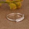 Minimalist Silver Leaf Ring with Cubic Zirconia, Dainty Nature Inspired Band, CZ Stackable Ring, Everyday Jewelry, Gift for Her.