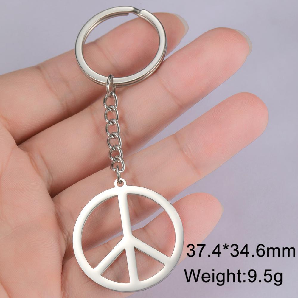Dawapara Peace Sign Symbol Keychain Stainless Steel Peace Love Happiness Keyring Minimalism Fashion Accessories
