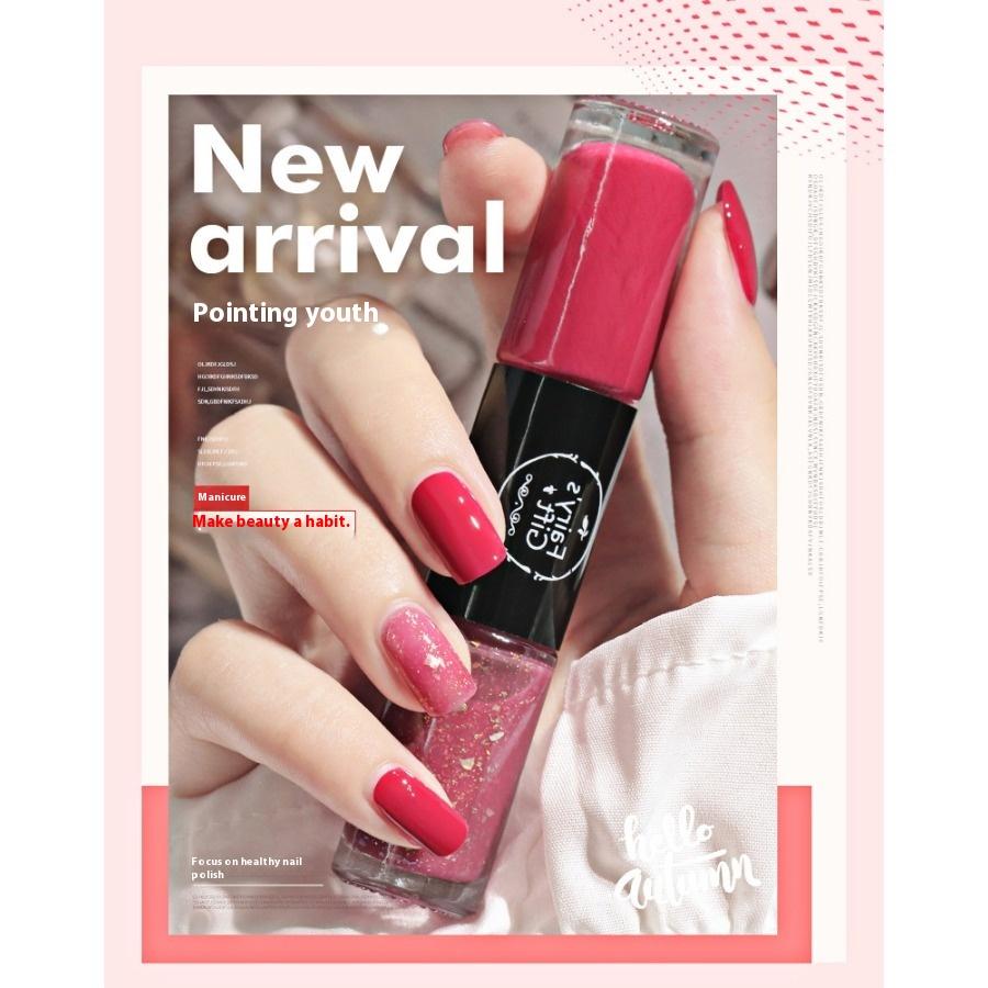 Dvoubarevný mastný lak na nehty, nepeče, neloupe se, rychleschnoucí flitry, dlouhotrvající, pro nehtové salony