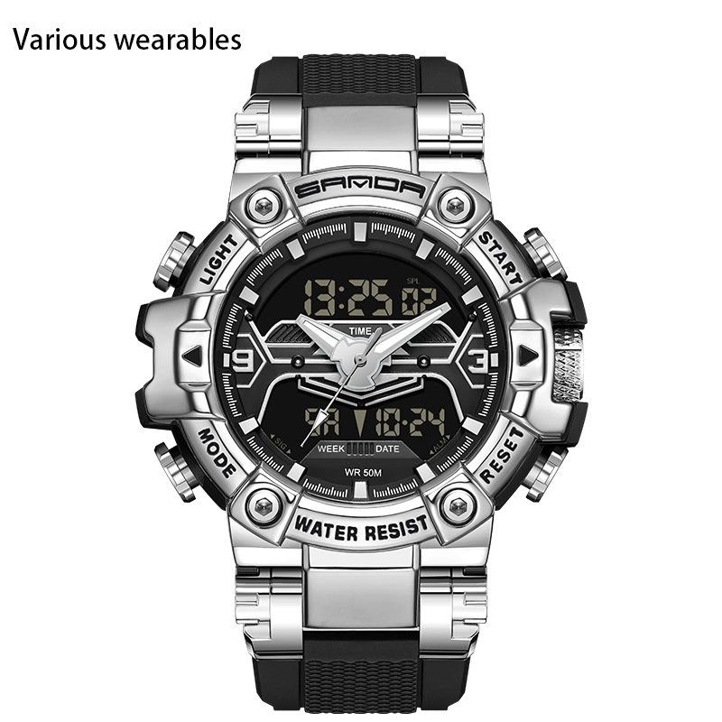 Neue elektronische Uhr, multifunktionale Modetrend-Herrenuhr, coole Uhr, im Dunkeln leuchtend, wasserdicht, stoßfest, Wecker, Herrenuhr