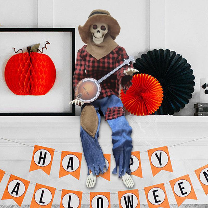 Spooky Skeleton Figurine Halloween Spooky Skull Figurines Decor Portable Design Desktop Decor For Fireplaces Tables Shelves