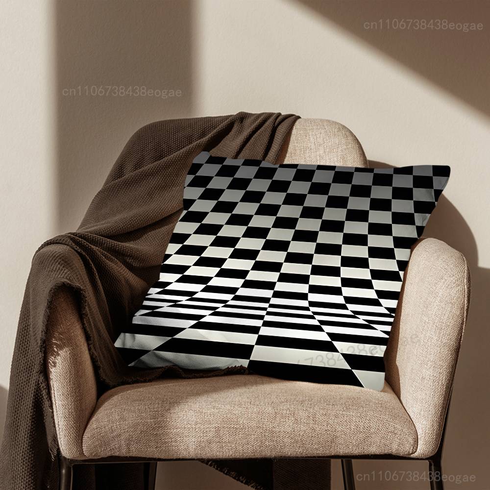 

Black White Checkered Art Throw Pillow Case For 45*45cm,55*55cm,30*30cm For Home Bedroom Decoration And Protector 30cmx30cm