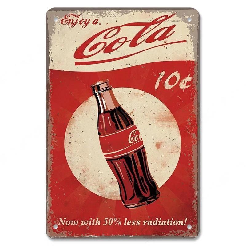 Cola Soft Drinks Poster Metal Tin Signs Vintage Girls Drink Cola Bottles Metal Plate Wall for Bar Pub Club Restaurant Decor