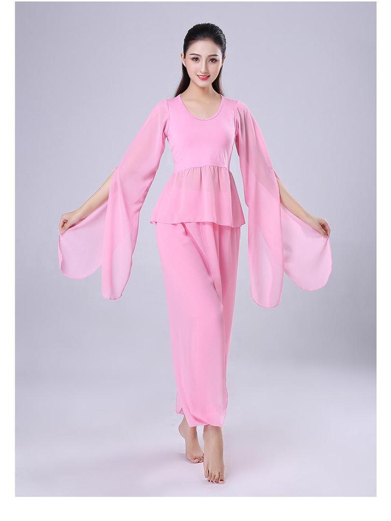 White Chiffon Flowy Yoga Top: Sleeved Dance Rhythm Modal for Performance and Spirit.