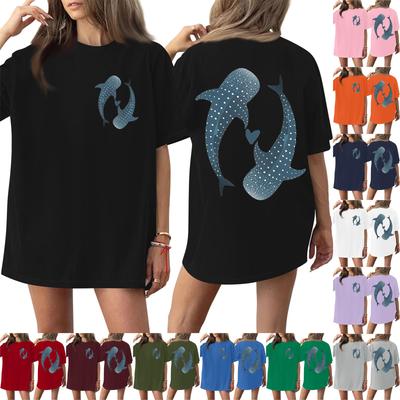Dam T-shirt med tryck och rund hals och korta ärmar