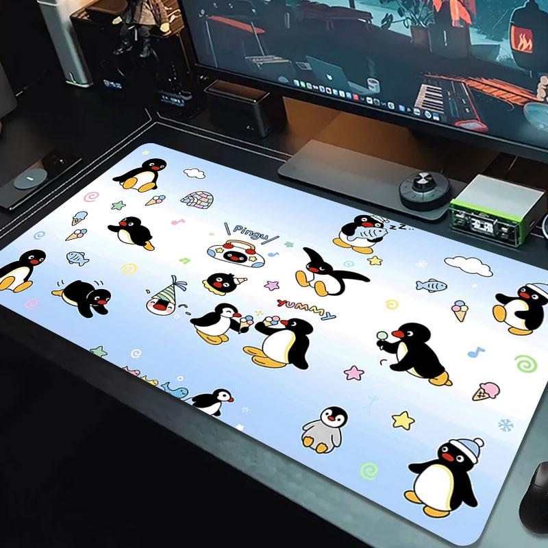 Penguin Party Adventure Large Size Mouse Pad Large Gaming Table Cushion Nonslip Laptop Tablet Big Mousepad Xxl Mat Mini Pc Playmat With Lock Edge