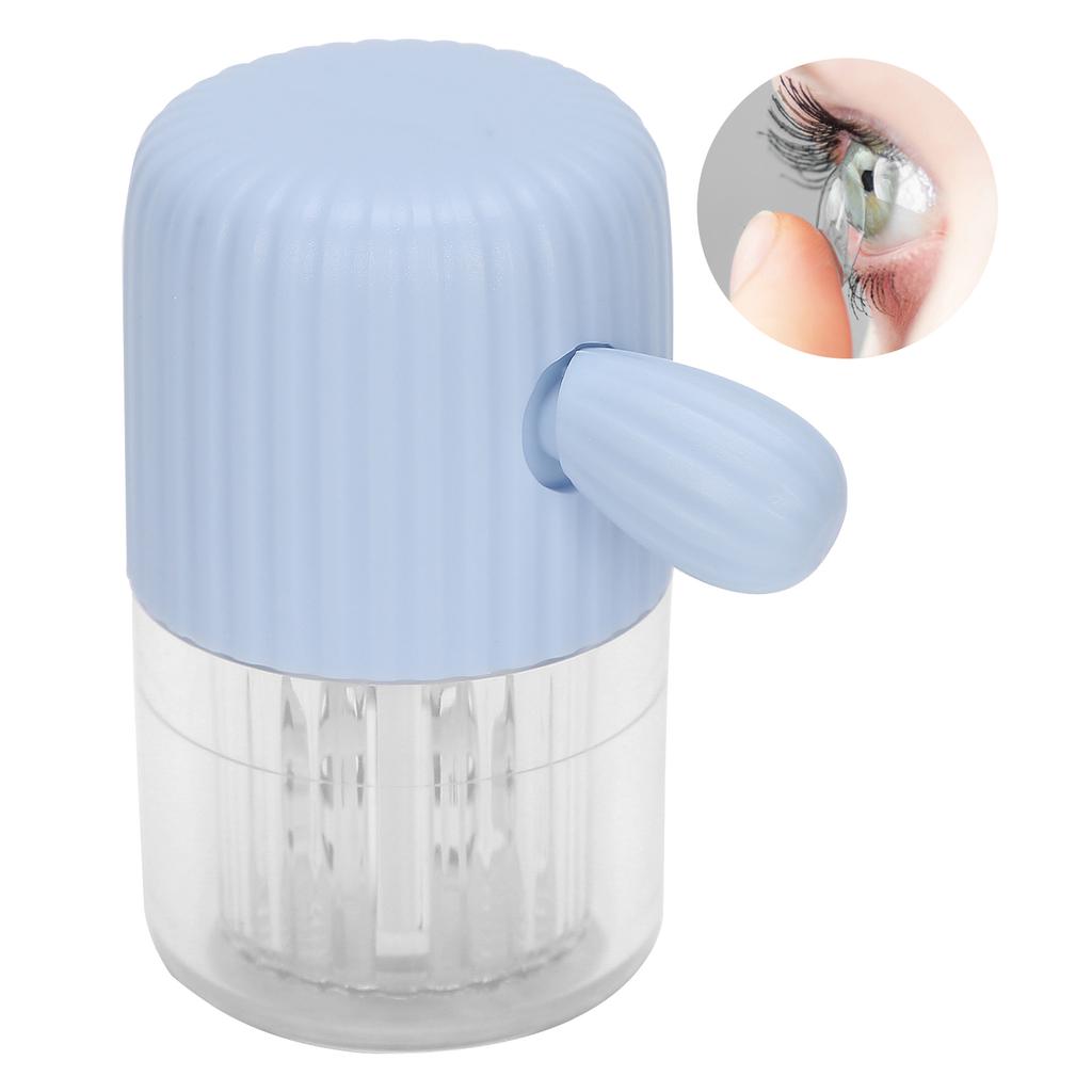 Laveur de Lentilles de Contact Portable Nettoyeur de Lentilles Manuel Étui Rotation Mignon Appareil de Nettoyage Bleu