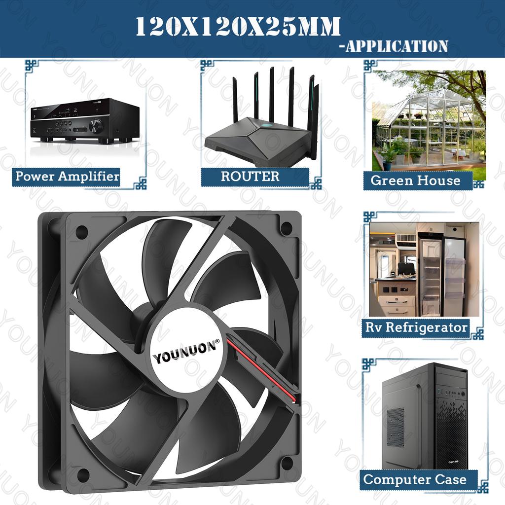 Double Ball 120x120x25mm Cooling Fan DC 5V 12V 24V 48V 12cm 120mm Cooler Fan 12026 Computer Case Fan Btc Server PC Cooling Fan