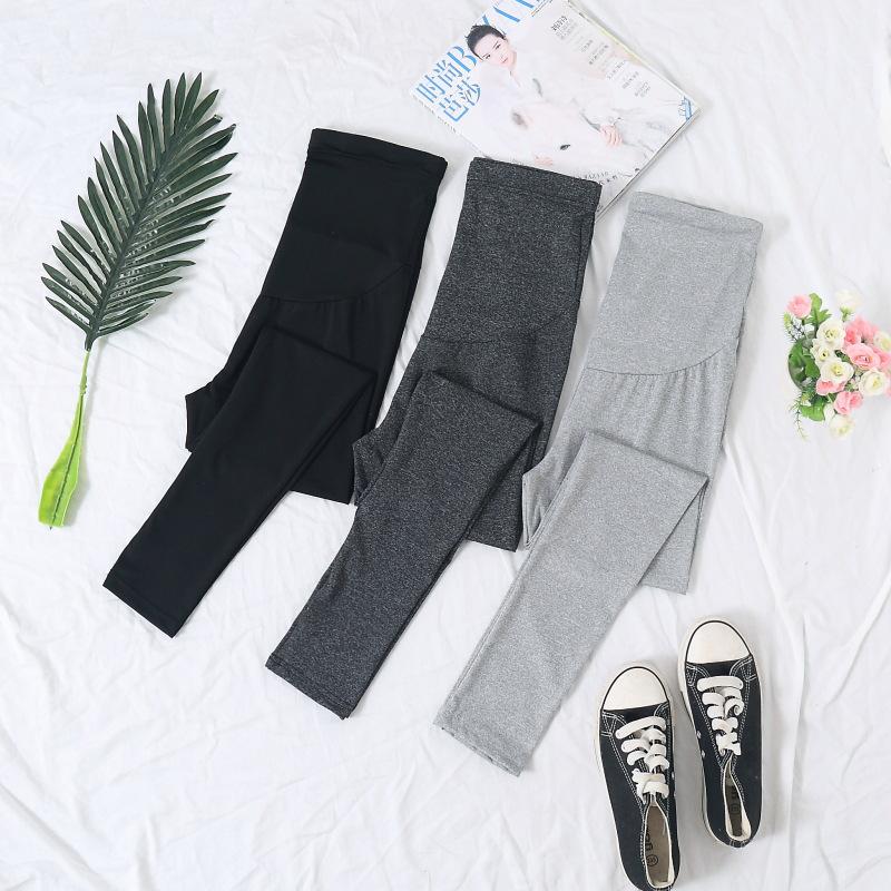 Maternity Adjustable Solid Color Cropped Pants for Spring and Summer