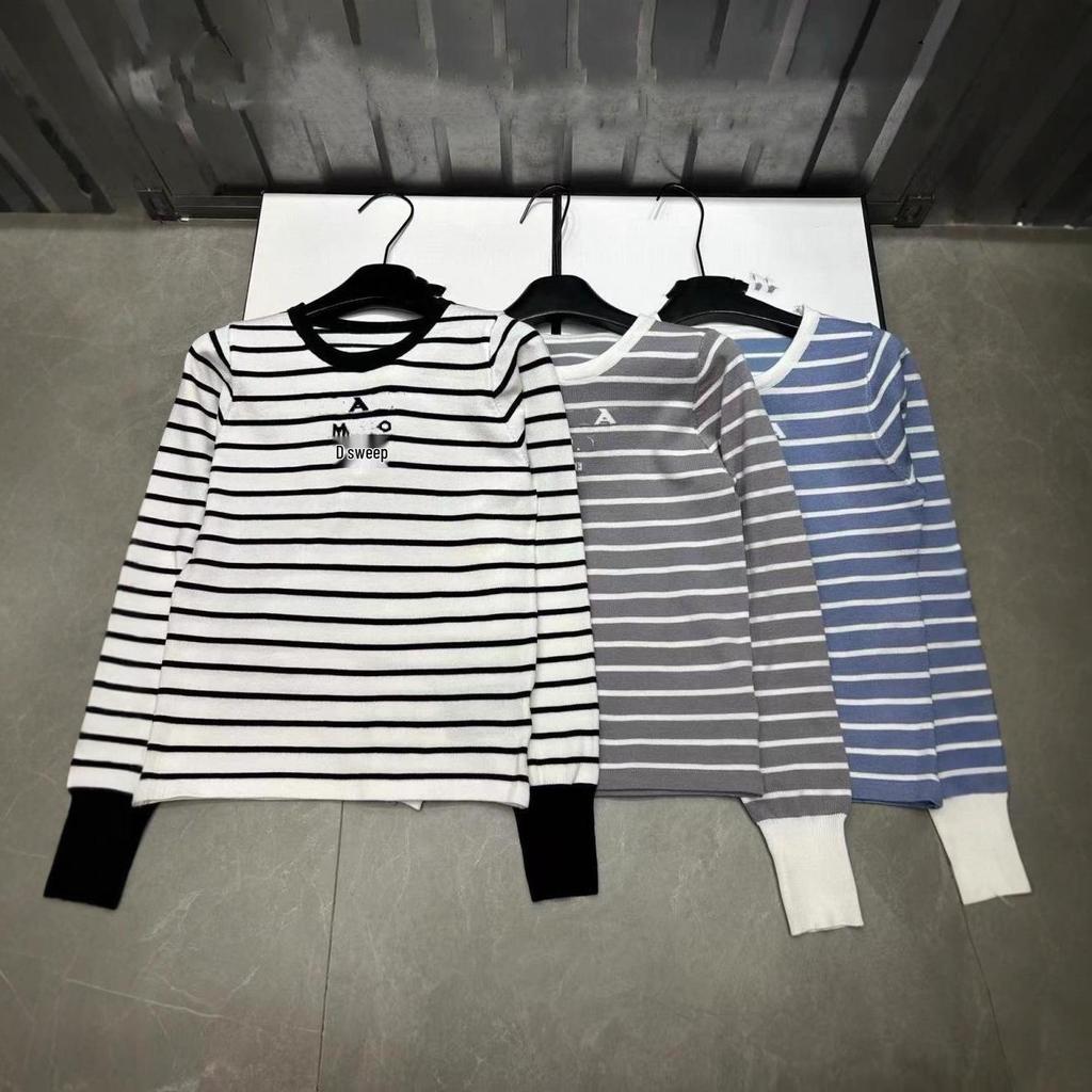 Pu Jia 2026 A/W New Jacquard Stripe Knit Pullover - Versatile Long Sleeve, Age-Reducing