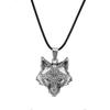 Wolf Necklace, Viking Wolf Head Pendant, Faux Leather Cord, Wolf Jewelry Gift