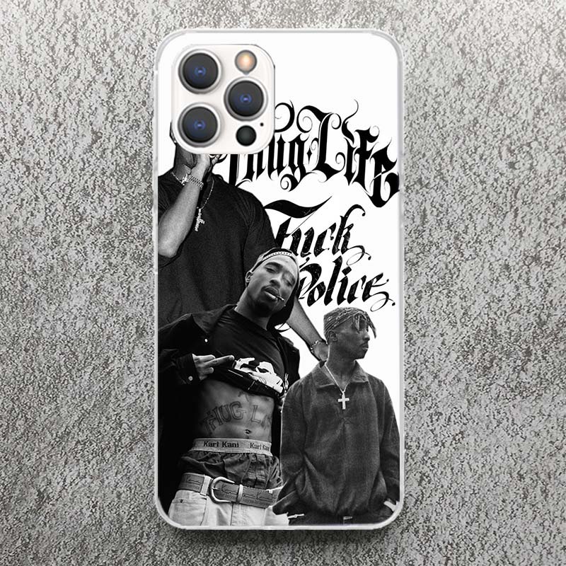 Rapper 2pac Singer Tupac Print Soft Case for iPhone 13 Pro Max 12 Mini 11 XS XR X SE 7 Plus Phone Shell 8 6 6S 5 5S Pattern Cove