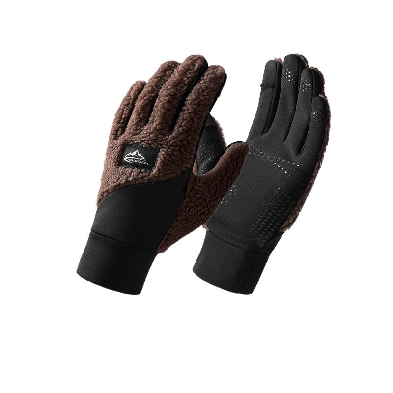 

Winter Warm Thicken Fleece Gloves Windproof Thermal Black Gloves Motorcycle/Running Skiing L кавовий