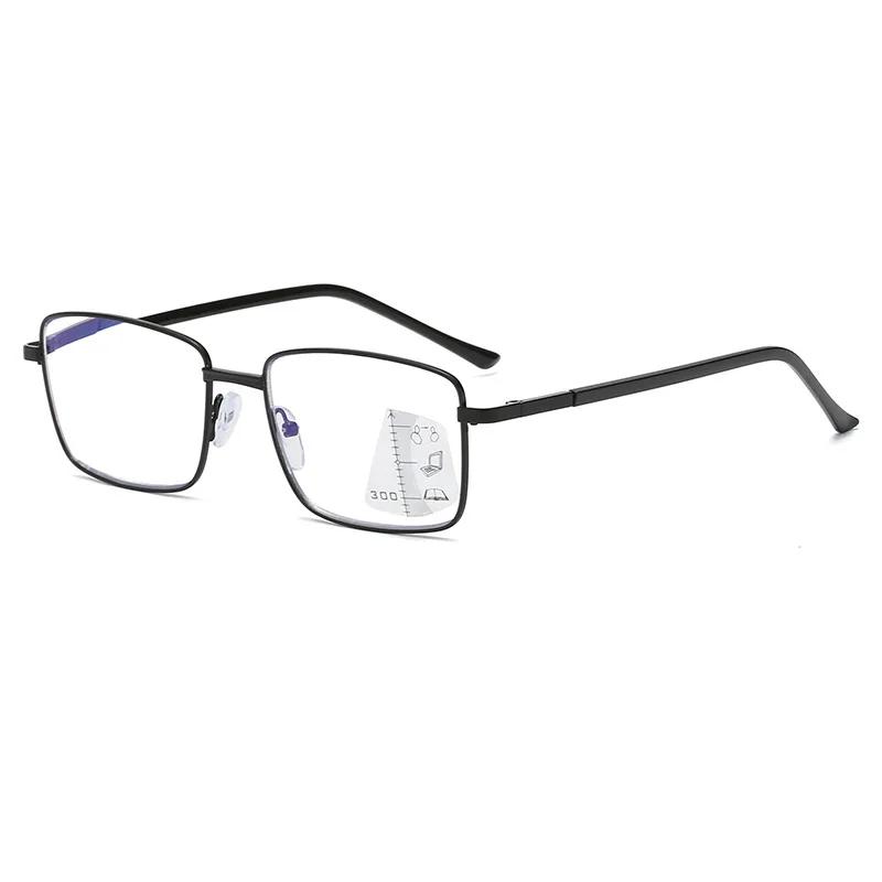 Ultralight Progressive Multifocal Glasses Square Frame Non-slip Presbyopic Reading Glasses Men Women Transparent Eyeglasses +4.0