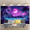 Neon Purple Pink Sunset Palm Trees City Skyline Flamingo Car Synthwave Vaporwave Aesthetic Bedroom Living Room WallDecorTapestry