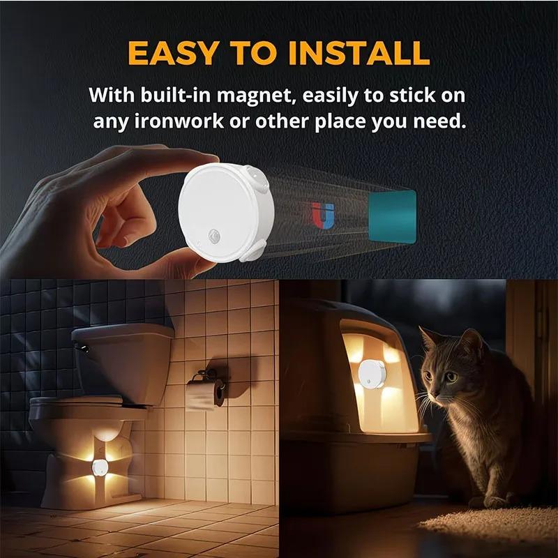 Magnetic Mount Bedside Nightlight with Human Body Induction Rechargeable Battery Powered Cordless Wall Lamp for stairways, closets, bedside tables,