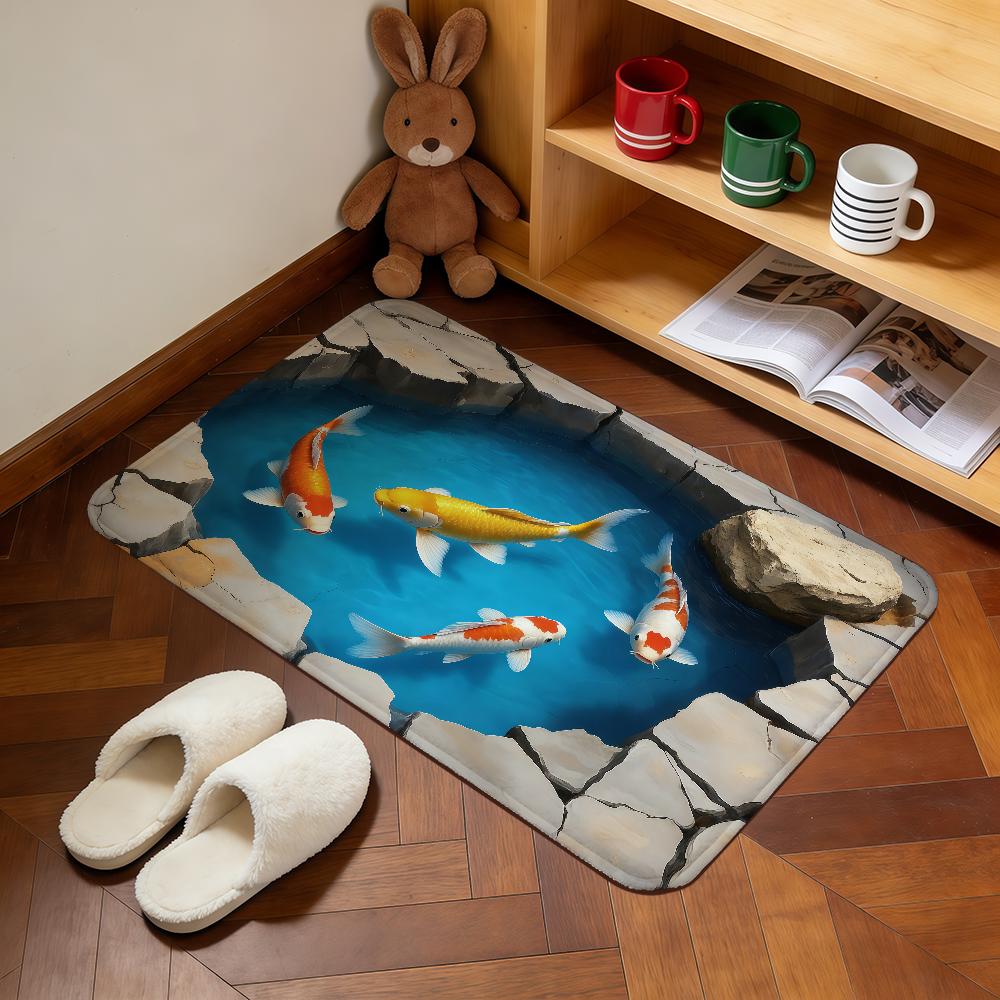 Modern Creative Carp Pond Abstract Home Bedside Rug Kitchen Bath Floor Mat Hallway Balcony Carpet Entrance Doormat Hogar Decor