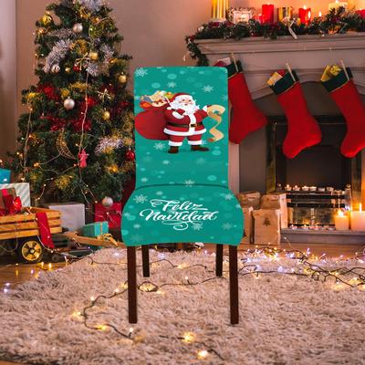 Weihnachts Esszimmerstuhlbezug Schutz Waschbar Polyester Stretch Sitz Überzug Weihnachten