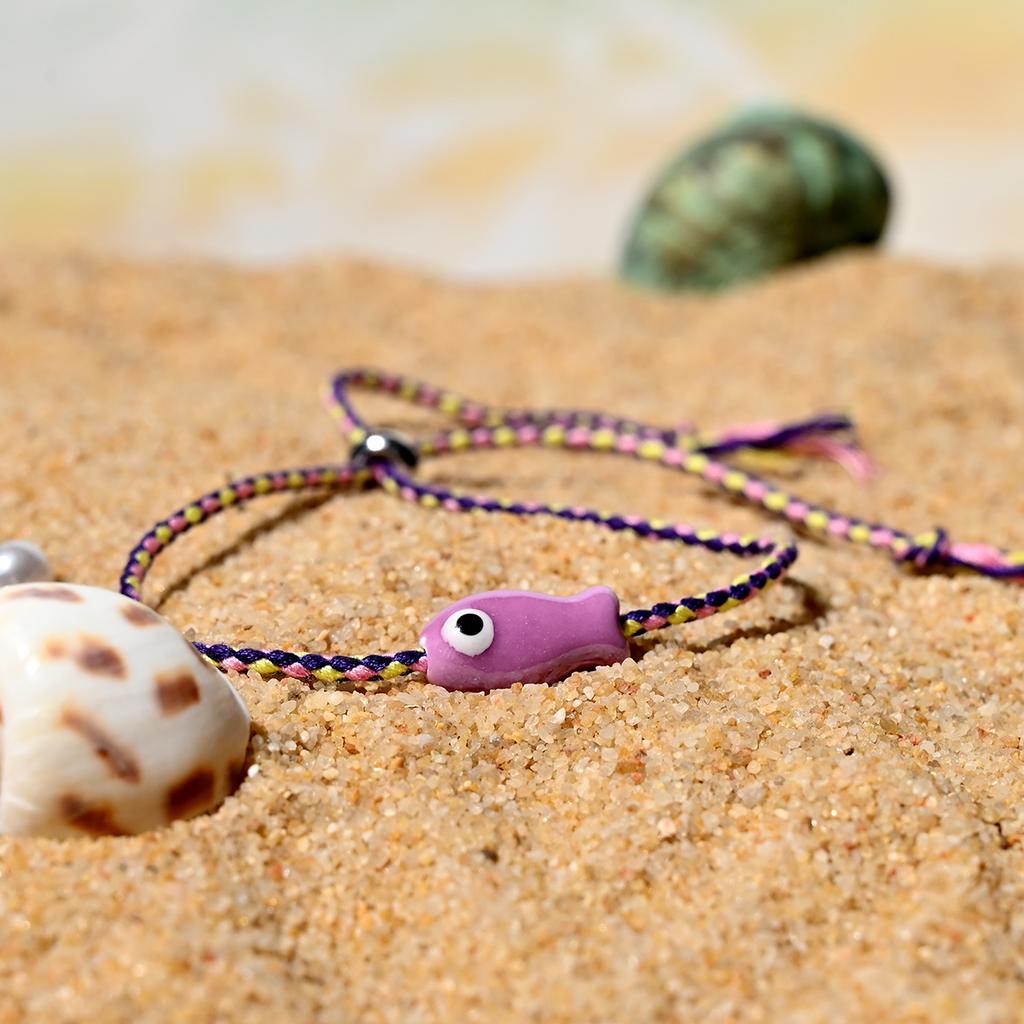 Trendy Multicolored Pull - String Ceramic Fish Bracelet Jewelry Women: Bohemian Style, Ideal for Wrist and Ankle