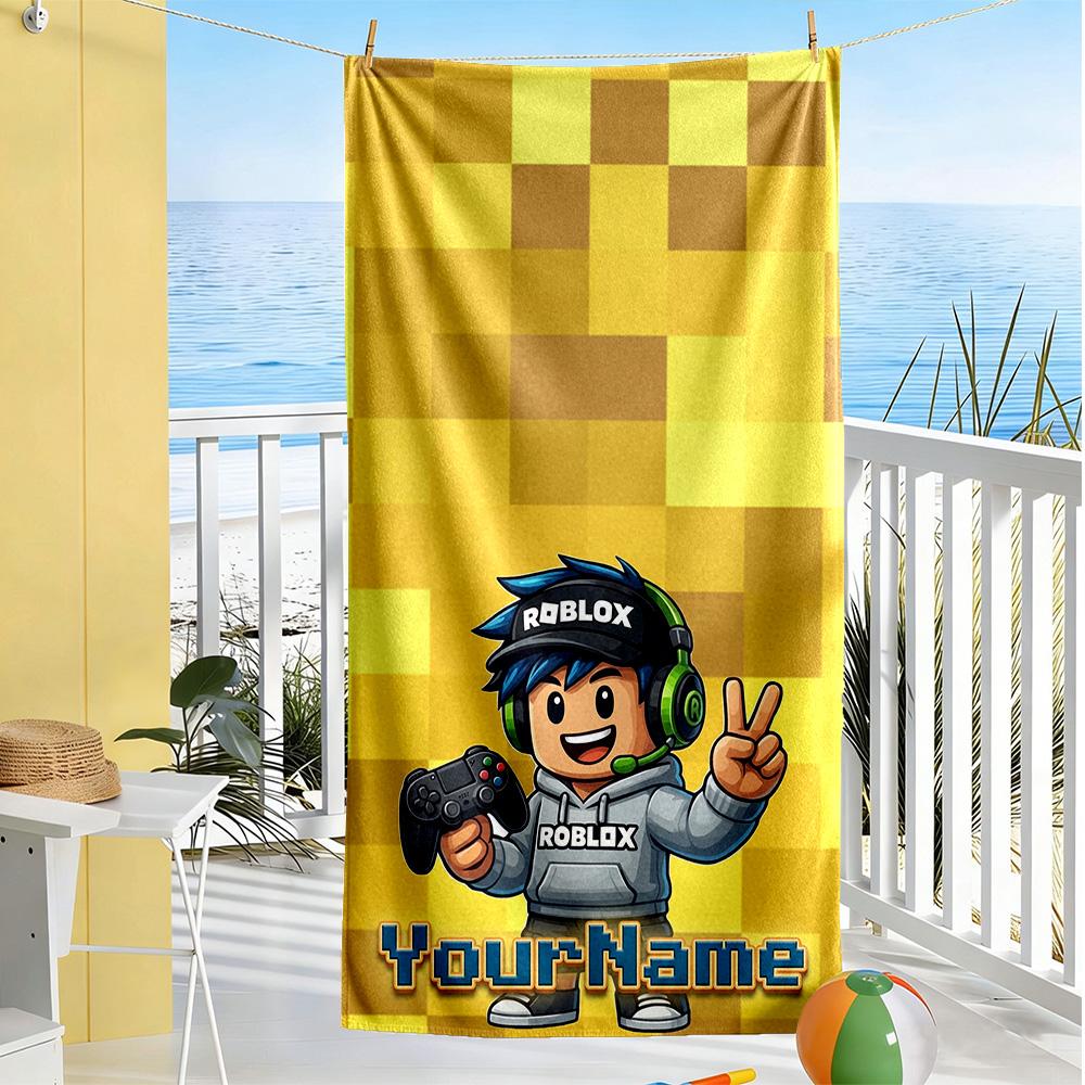Roblox Customized Name Beach Towel Quick-Dry Soft Microfiber Portable for SwimmingBeachCamping Travel Beach AccessoriesGym