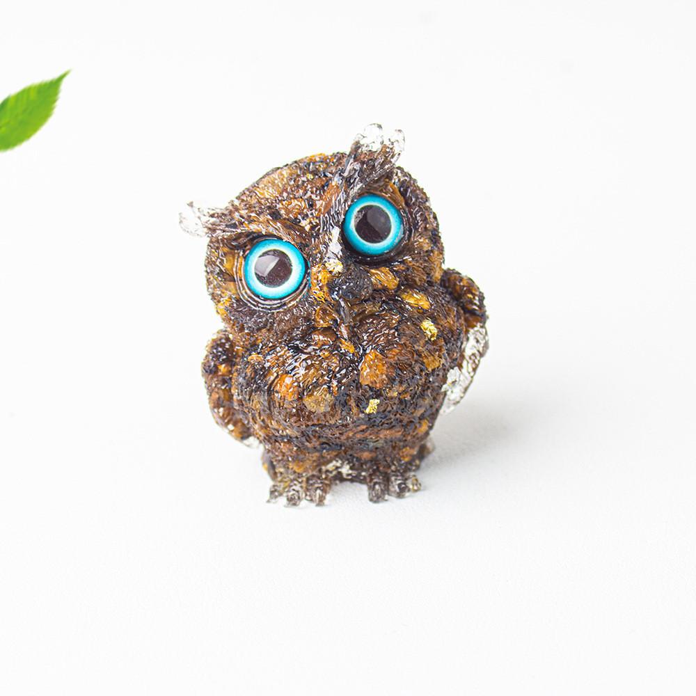 Figurine Hibou en Résine Cristal Pour Décoration Maison Bureau Cadeau Pour Amis Et Famille