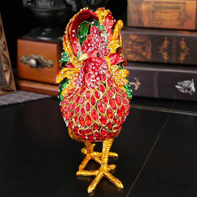 Exquisite Handcrafted Rooster Jewelry Display Case Holder Box Featuring Aluminum Construction And Ample Space