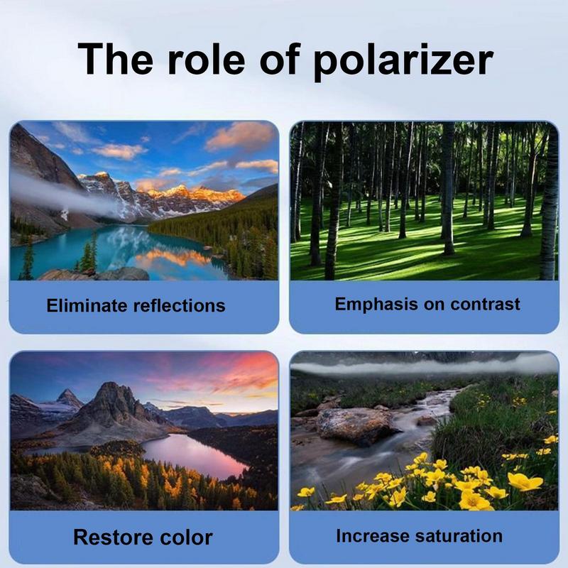 Portable Clip-On Circular Polarizer CPL Filter 52mm Universal Clip Phone Camera Lens Reflection Reduction For iPhone 16 15 14 13