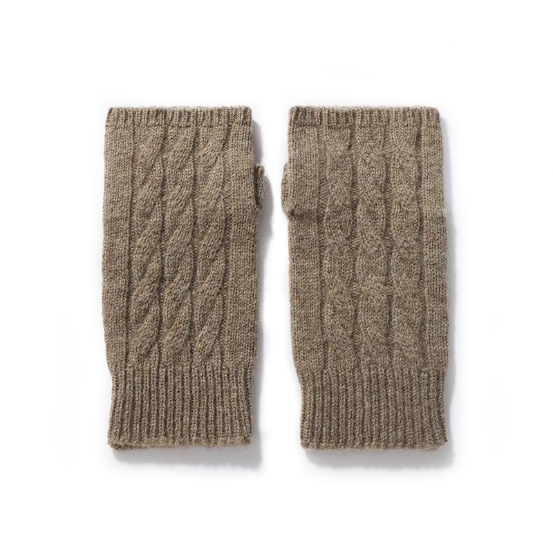 Pure Wool Knit Mittens Autumn Winter Fingerless Gloves Cable Seamless Comfy Warm 100 Wool Thumb Hole Mitts Unisex