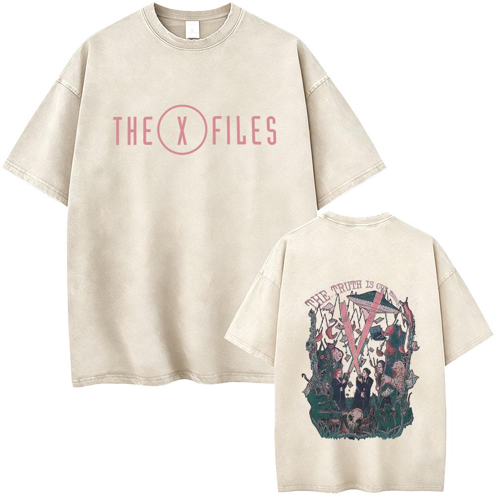 Washed Vintage Movie The X Files All The Taglines The Truth Is Out There Graphic Tshirt Mens Women Casual Cotton Retro T Shirt