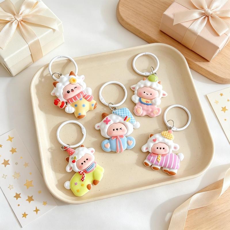 Cute Sheep Keychain For Women Bag Pendant Girls Cute Cartoon Keychains Kawaii Backpack Decoration Christmas 2027 New Year Gifts