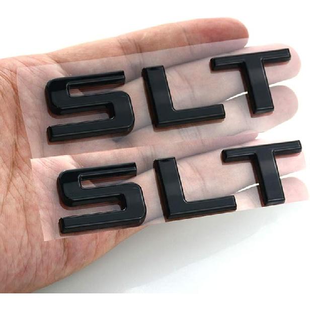 Pair SLT Emblem 3D Badge Adhesive Back Letter Nameplate Replacement For Sierra Yukon Canyon 1500HD 2500HD 3500HD (Chrome)