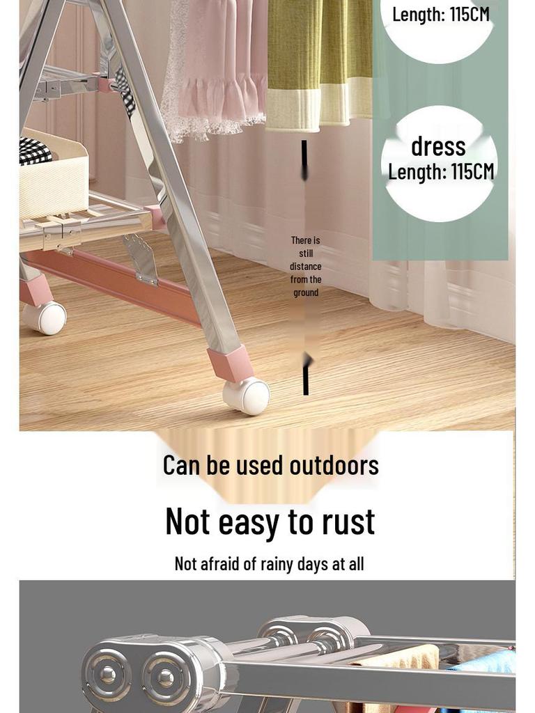 Wing-Shaped Stainless Steel Folding Clothes Rack for Indoor Drying and Storage