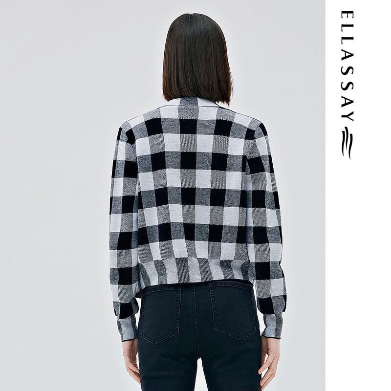 ELLASSAY Women's Wool Plaid Knit Sweater Set