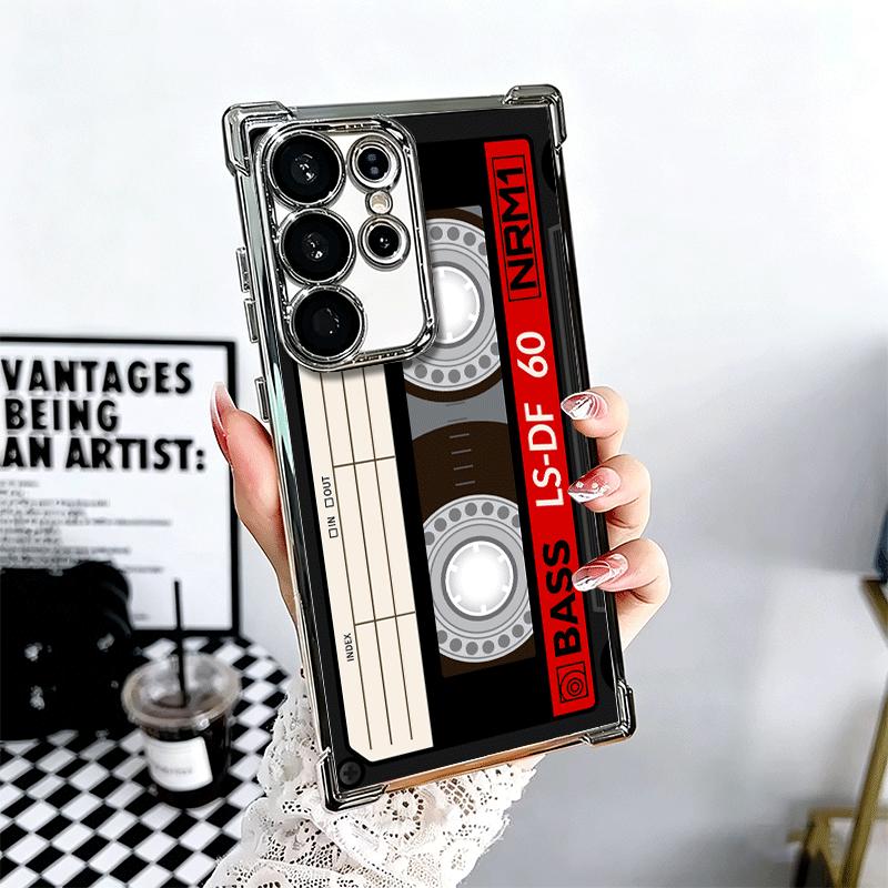 Vintage 90S Cassette Tape Pattern Soft Phone Case For Samsung Galaxy S26 Ultra S25 Edge S24 FE S23 Plus S22 S21 + S20 Plating An