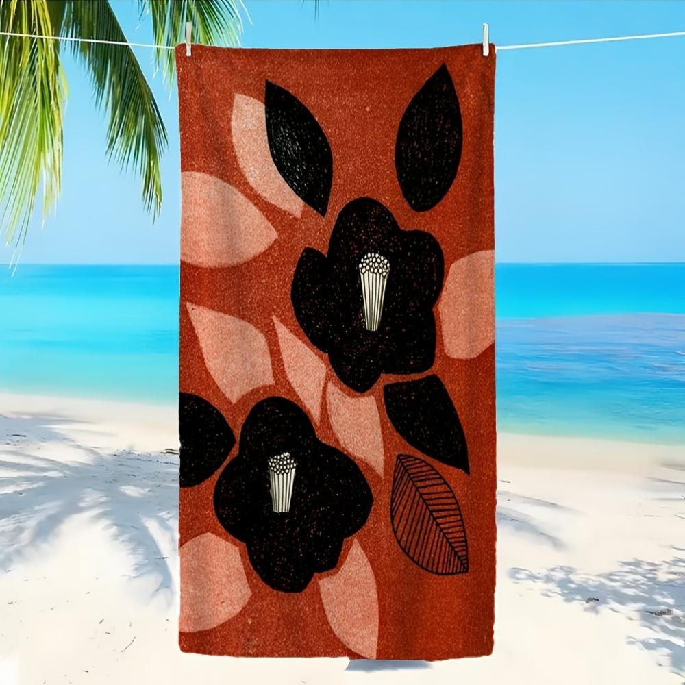 

Floral Beach Towel Microfiber Quick Dry Soft Absorbent Lightweight Machine Washable for Yoga Travel Camping Swimming W40*H60(CM)